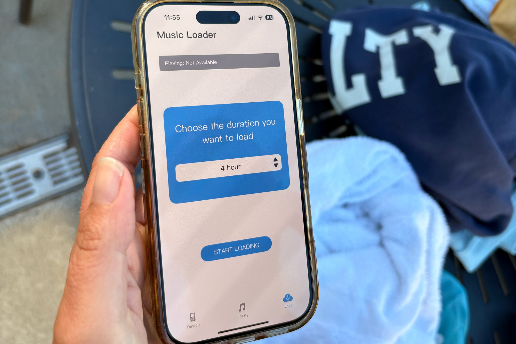 A smartphone screen displaying the H2O Audio mobile app interface for managing music files and playlists.
