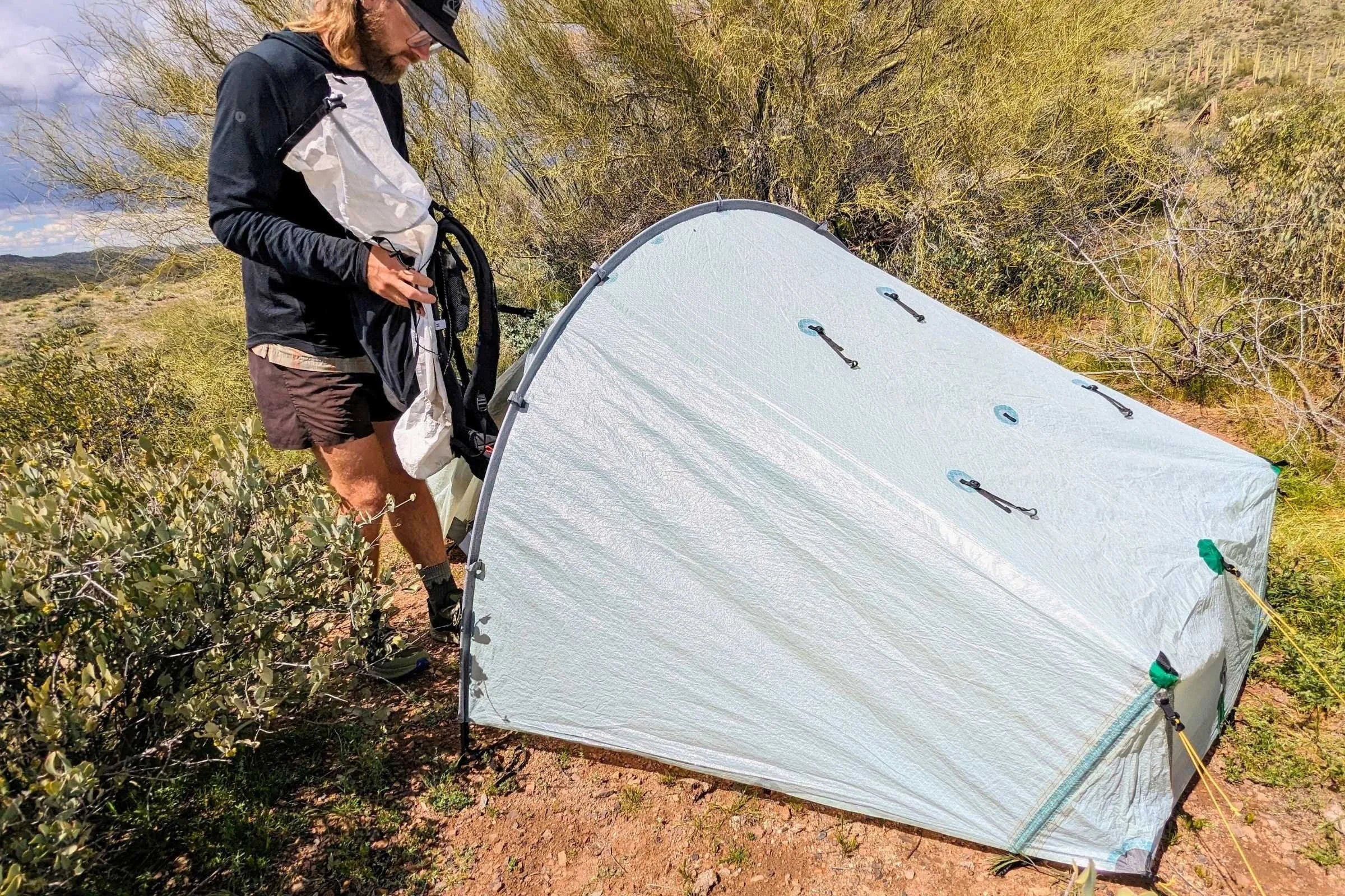 A Tarptent Scarp 1 Ultra tent pitched in deep snow showing its robust 4-season design.