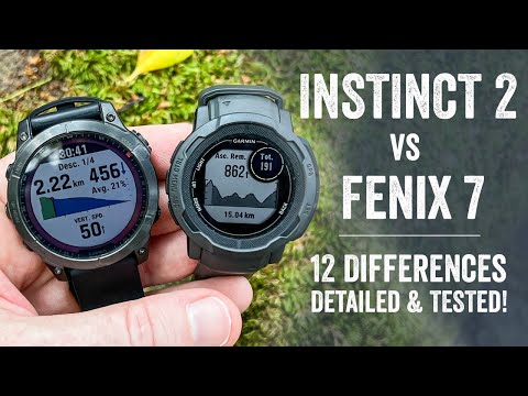 Side-by-side comparison of the Garmin Instinct 2 and the Garmin Fenix 7.