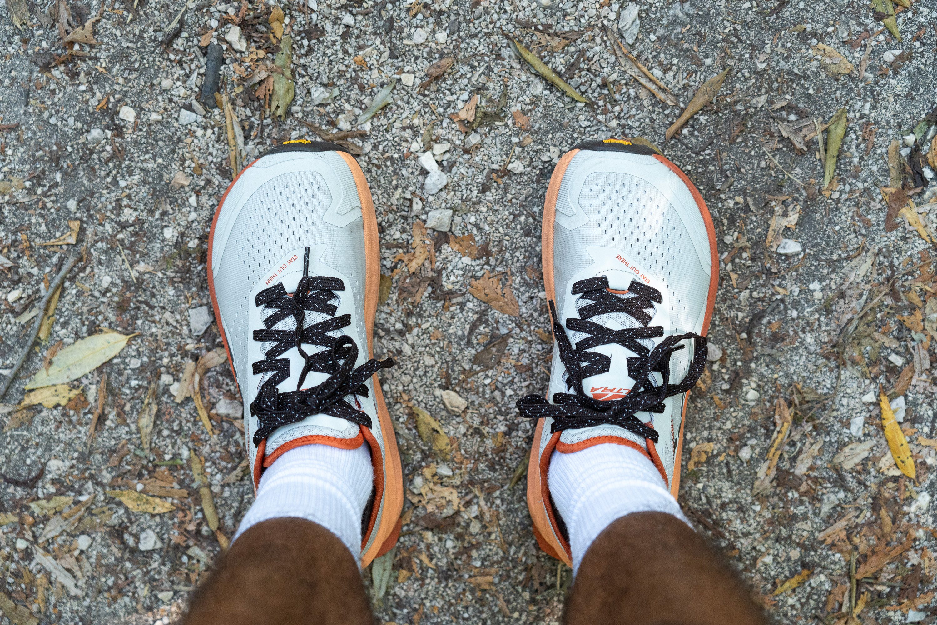 Top-down view of the Altra Olympus 6 showing the wide, foot-shaped toe box.