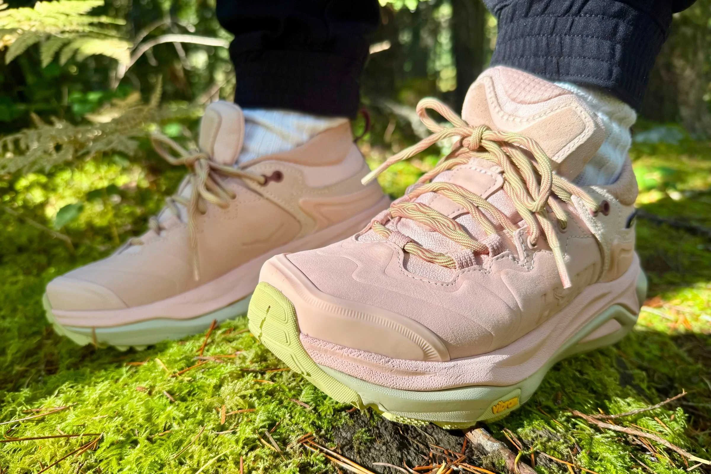 Close-up view of the toe cap and front profile of a HOKA Kaha 3 Low GTX women's shoe.