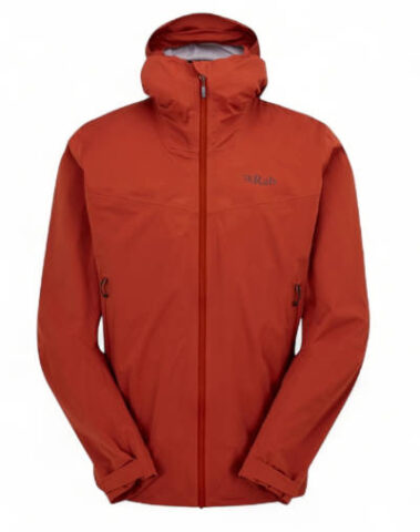 The Rab Kinetic 2.0 jacket displayed to show its Proflex fabric construction.