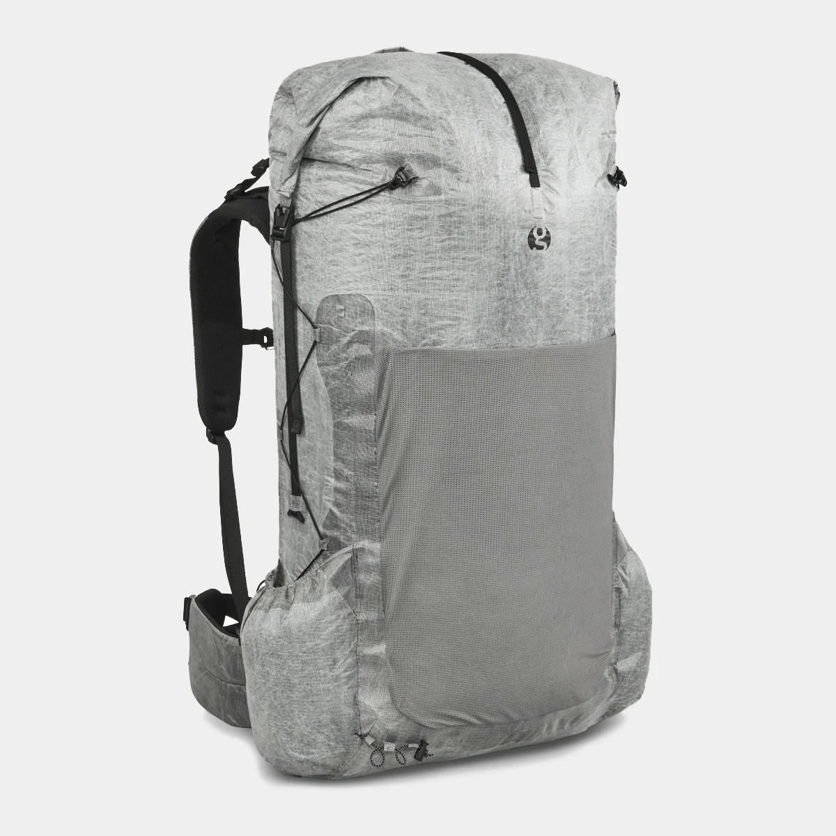 The Gossamer Gear Mirage 40 backpack shown from a side profile.