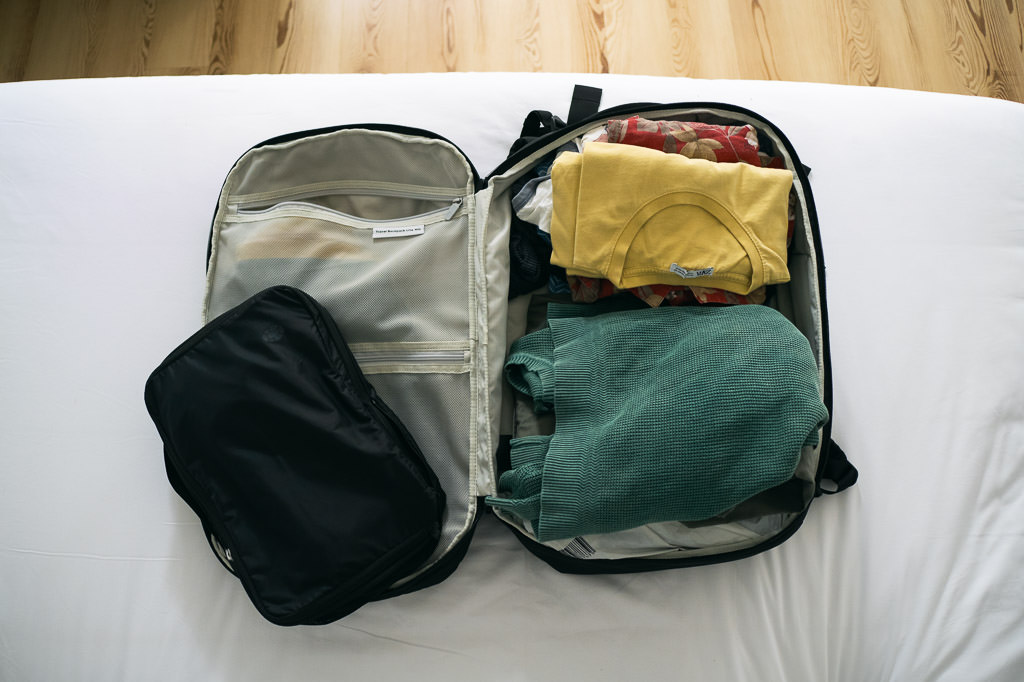 Front view of a minimalist Tortuga Travel Backpack Lite.