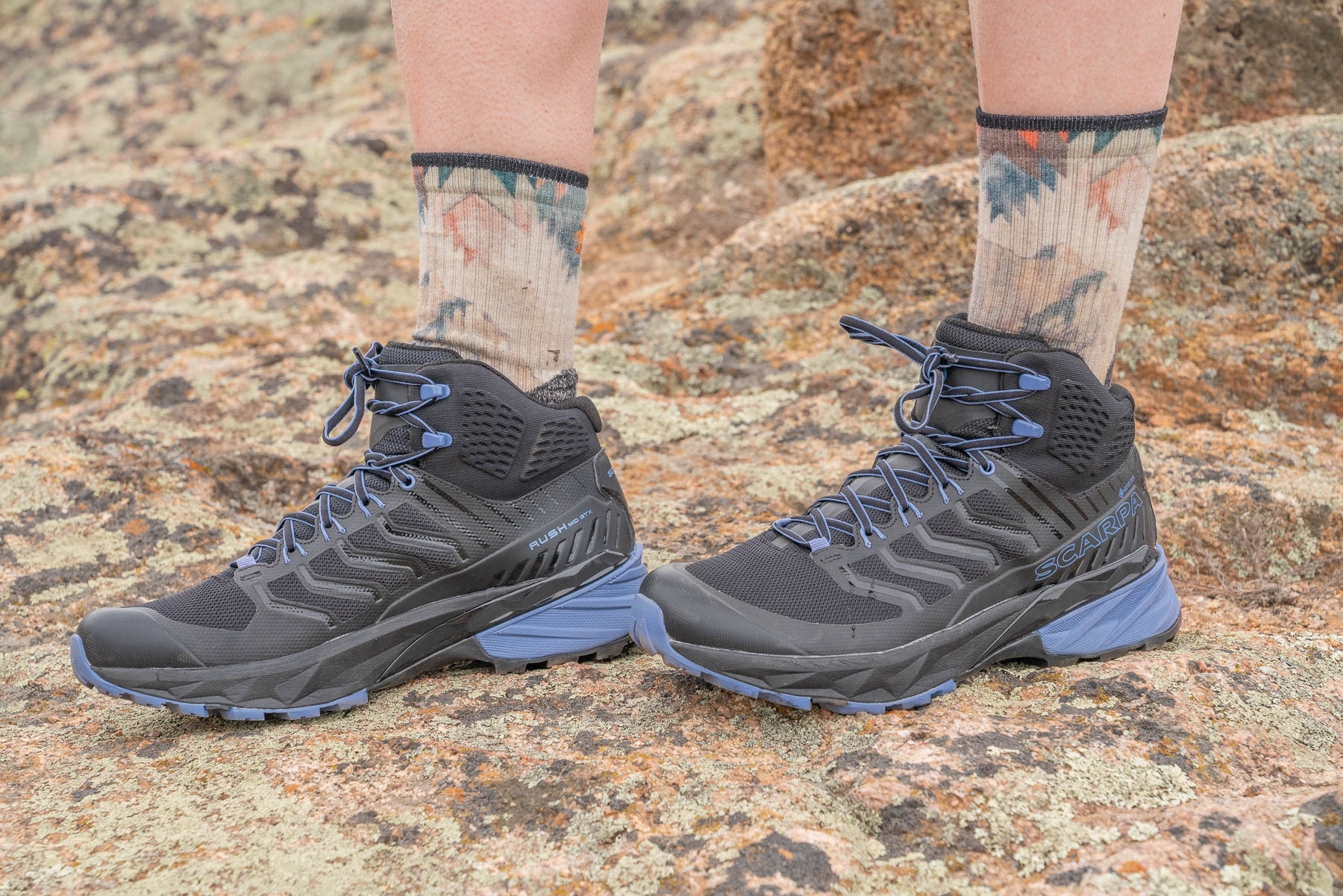 Close-up detail of a women's SCARPA Rush Mid GT hiking boot.
