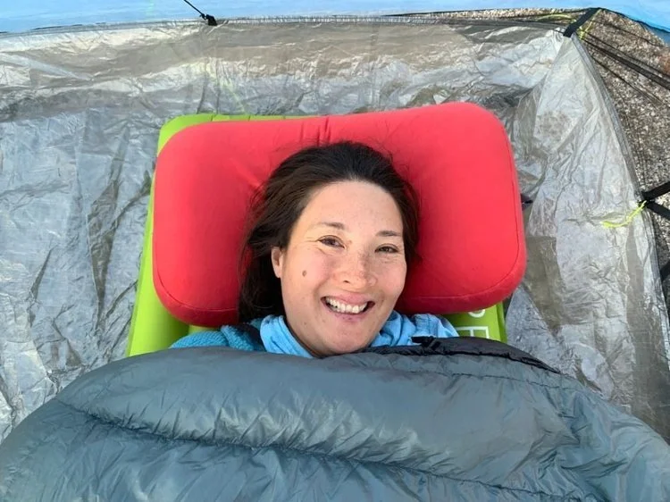 The ExPed Megapillow fully inflated, showing its deep cushioning and large dimensions.