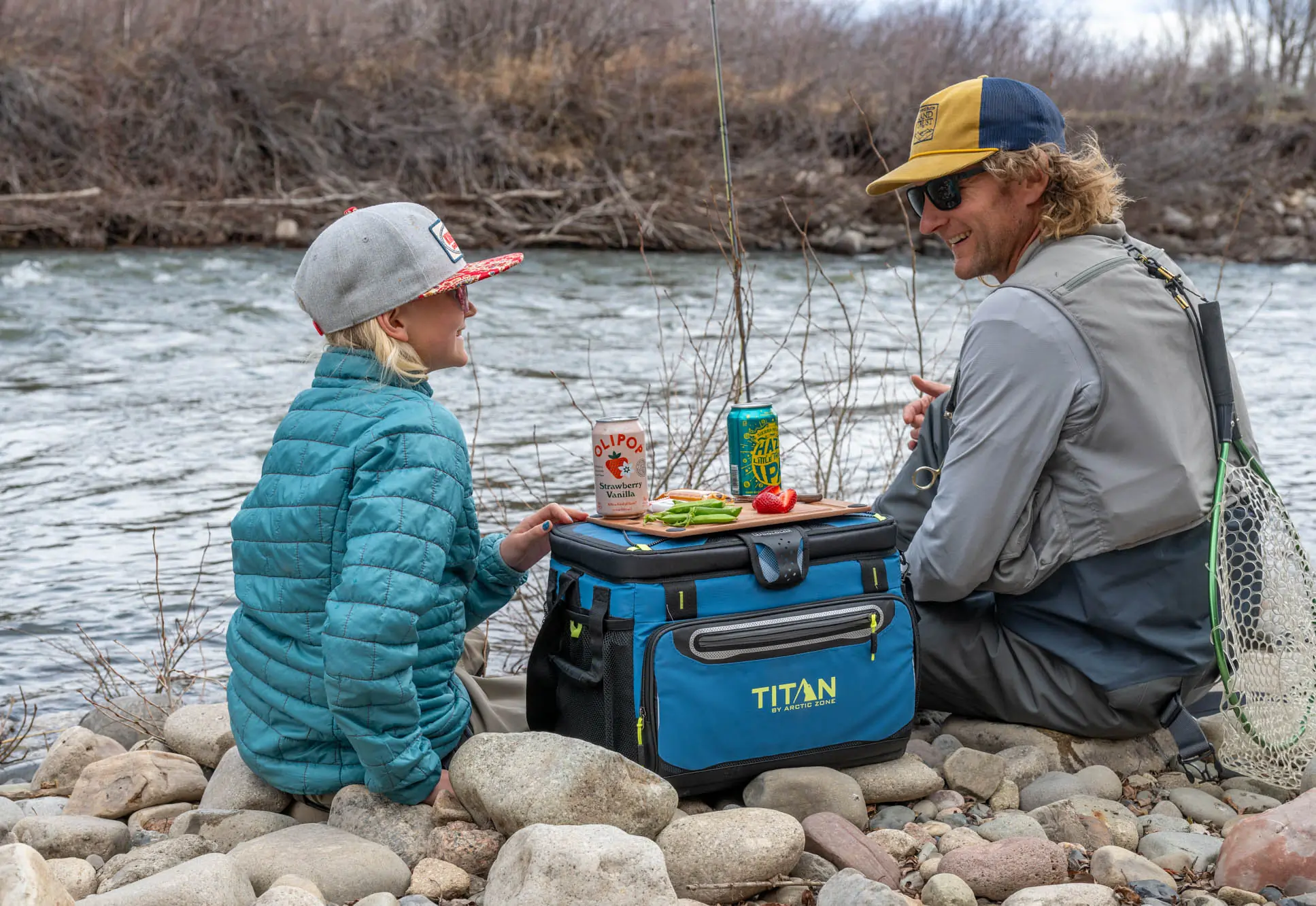 Close-up of the Titan by Arctic Zone cooler showing the zipperless lid mechanism.