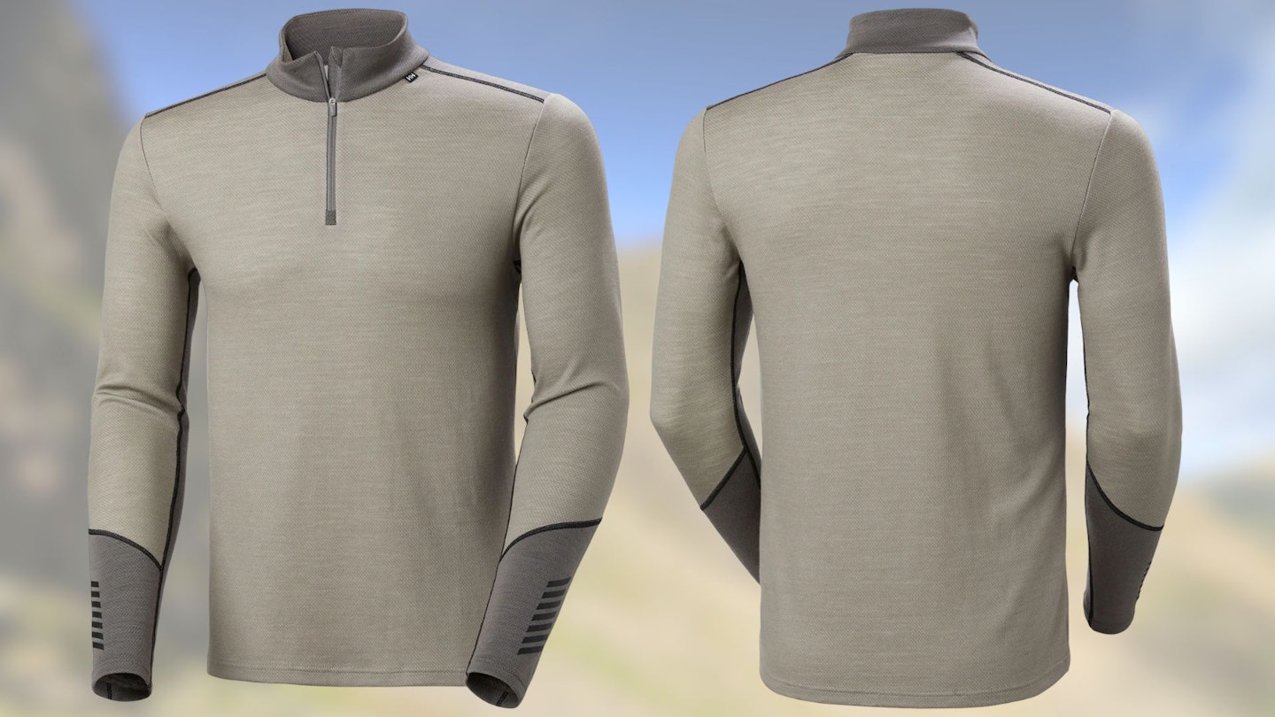 A studio shot of the Helly Hansen Lifa Merino Midweight Half-Zip top in blue.